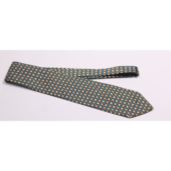 Paul Stuart Green Circles Dots Beans Silk Handmade Necktie Tie Made in Japan - Picture 2 of 6